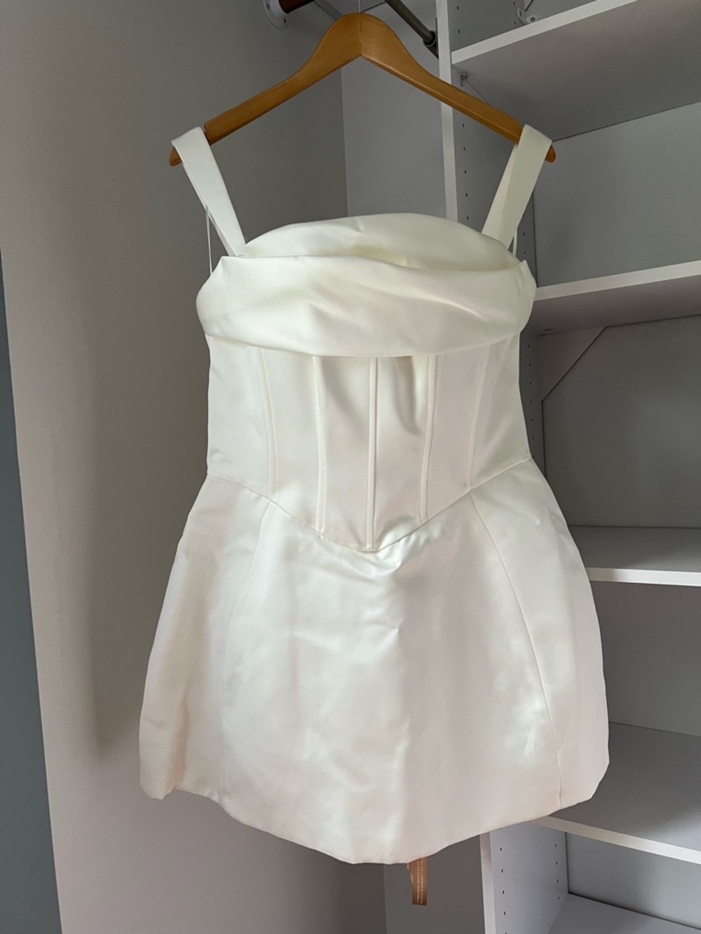 NWT Meshki “Isabel” Satin Corset Mini Dress - White